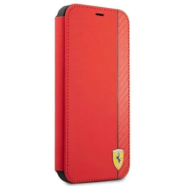 Ferrari Book On Track Carbon Stripe - θήκη για Apple iPhone 13 mini - Κόκκινο 3