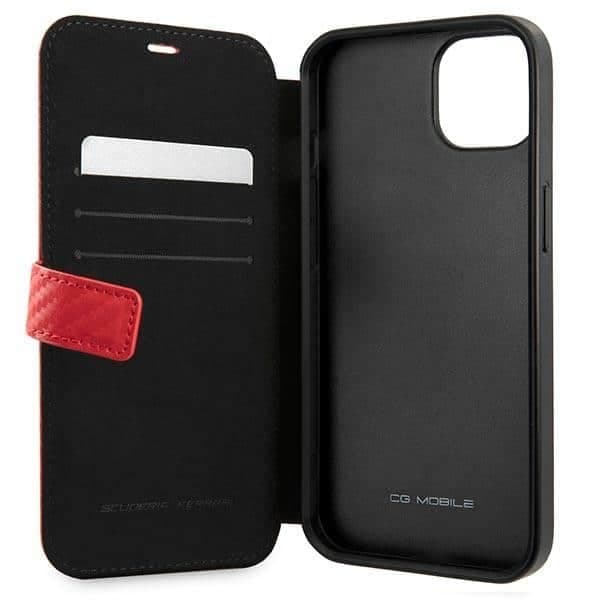 Ferrari Book On Track Carbon Stripe - θήκη για Apple iPhone 13 mini - Κόκκινο 5