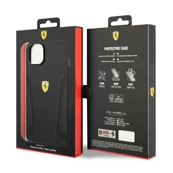 Ferrari Leather Stamp Sides - θήκη για Apple iPhone 14 Plus - Μαύρο 8