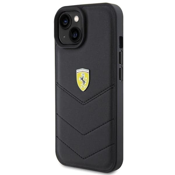 Ferrari Quilted Metal Logo - θήκη για Apple iPhone 15 - Μαύρο 2