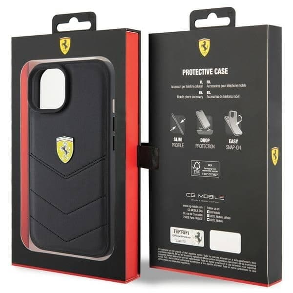 Ferrari Quilted Metal Logo - θήκη για Apple iPhone 15 - Μαύρο 8