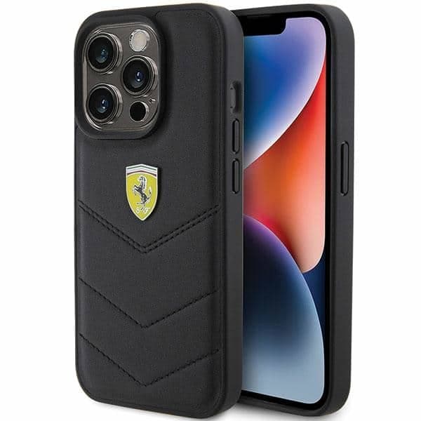 Ferrari Quilted Metal Logo - θήκη για Apple iPhone 15 Pro - Μαύρο