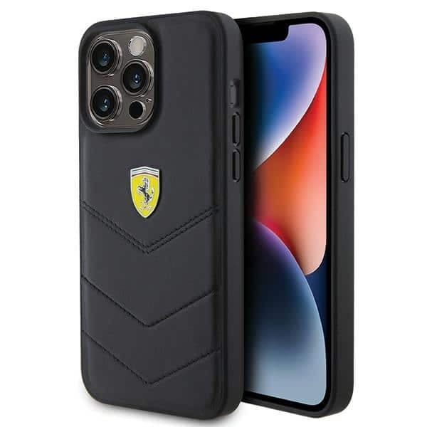 Ferrari Quilted Metal Logo - θήκη για Apple iPhone 15 Pro Max - Μαύρο