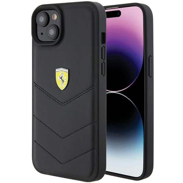Ferrari Quilted Metal Logo - θήκη για Apple iPhone 15 Plus - Μαύρο