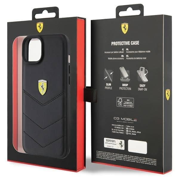 Ferrari Quilted Metal Logo - θήκη για Apple iPhone 15 Plus - Μαύρο 8