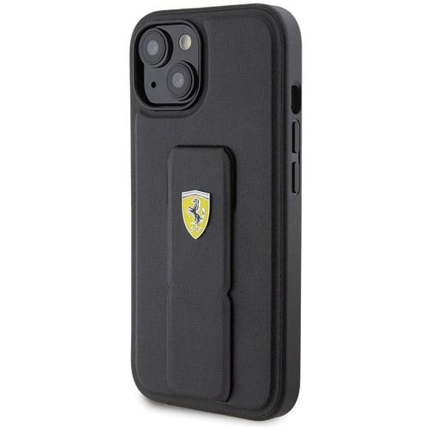 Ferrari Grip Stand Metal Logo - θήκη για Apple iPhone 15 - Μαύρο 2