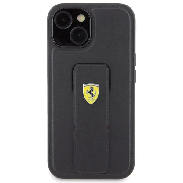 Ferrari Grip Stand Metal Logo - θήκη για Apple iPhone 15 - Μαύρο 3