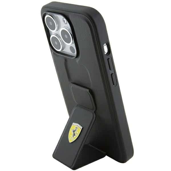 Ferrari Grip Stand Metal Logo - θήκη για Apple iPhone 15 Pro Max - Μαύρο 2