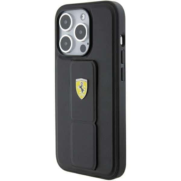 Ferrari Grip Stand Metal Logo - θήκη για Apple iPhone 15 Pro Max - Μαύρο 3