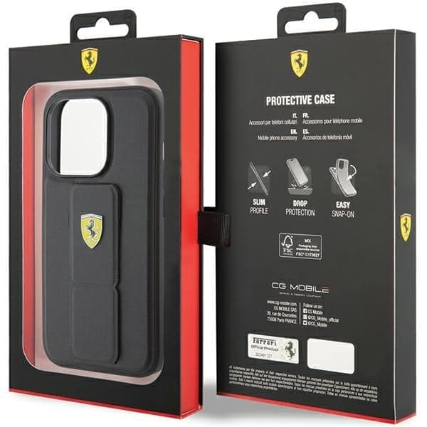 Ferrari Grip Stand Metal Logo - θήκη για Apple iPhone 15 Pro Max - Μαύρο 9