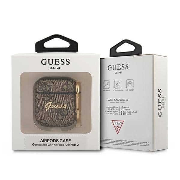Guess GUA24GSMW κάλυμμα για AirPods 1/2 καφέ 4G Script Metal Collection 3