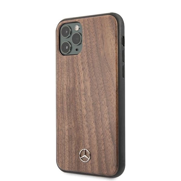 Mercedes Brown Wood Line Walnut - θήκη για Apple iPhone 11 Pro Max - Καφέ 2