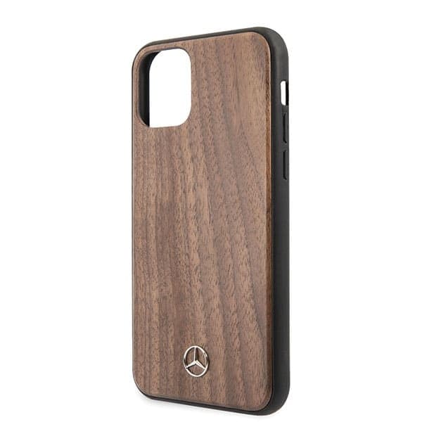 Mercedes Brown Wood Line Walnut - θήκη για Apple iPhone 11 Pro Max - Καφέ 3