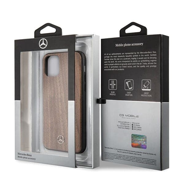 Mercedes Brown Wood Line Walnut - θήκη για Apple iPhone 11 Pro Max - Καφέ 6