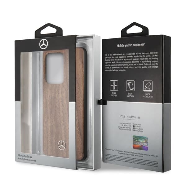 Mercedes Brown Wood Line Walnut - θήκη για Samsung Galaxy S20 Ultra - Καφέ 7