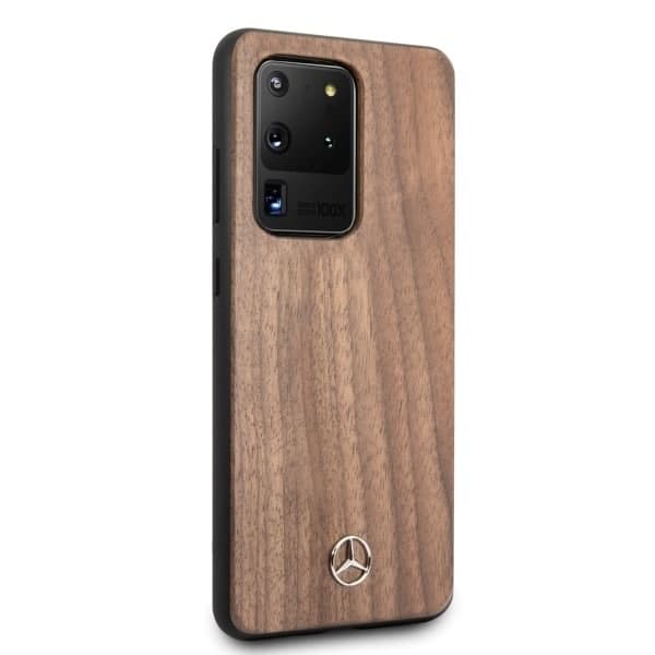 Mercedes Brown Wood Line Walnut - θήκη για Samsung Galaxy S20 Ultra - Καφέ 5