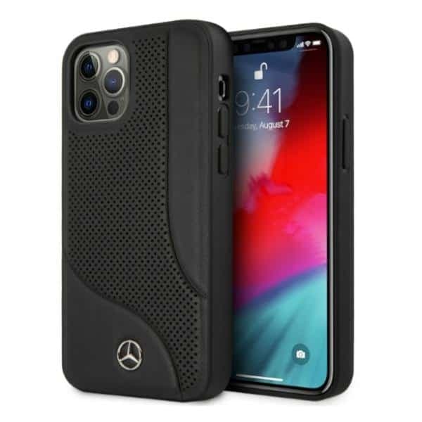 Mercedes Leather Perforated Area - θήκη για Apple iPhone 12 Pro Max - Μαύρο