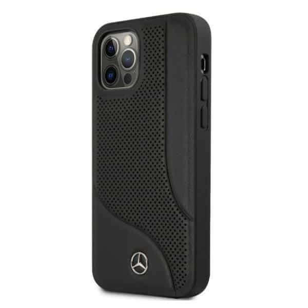 Mercedes Leather Perforated Area - θήκη για Apple iPhone 12 Pro Max - Μαύρο 2