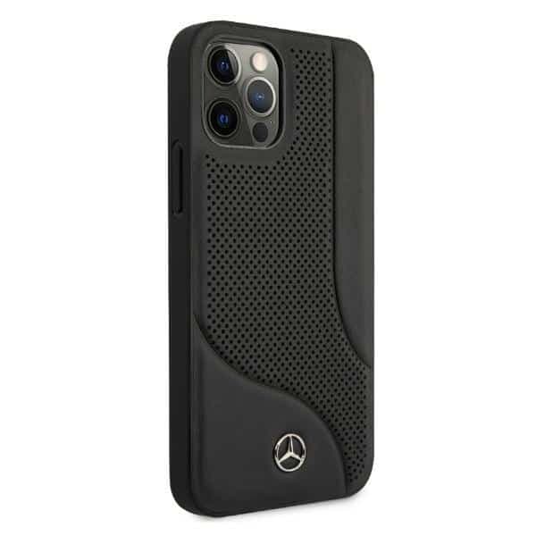 Mercedes Leather Perforated Area - θήκη για Apple iPhone 12 Pro Max - Μαύρο 4