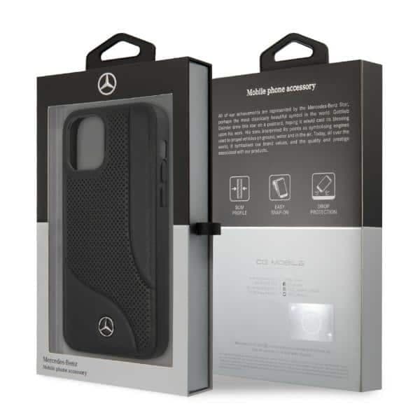 Mercedes Leather Perforated Area - θήκη για Apple iPhone 12 Pro Max - Μαύρο 8