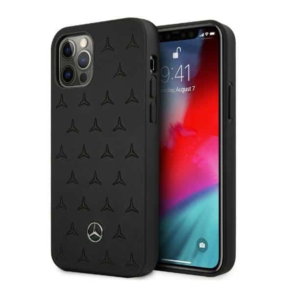 Mercedes Leather Stars Pattern - θήκη για Apple iPhone 12 Pro Max - Μαύρο