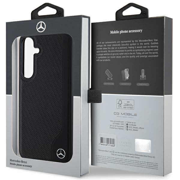 Mercedes Leather Debossed Line MagSafe - θήκη για Samsung Galaxy S24+ - Μαύρο 8