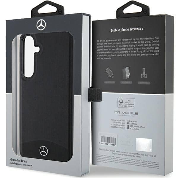 Mercedes Leather Textured & Plain MagSafe - θήκη για Samsung Galaxy S24 - Μαύρο 8