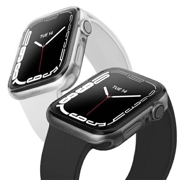 UNIQ θήκη Glase για Apple Watch Series 7/8/9 41mm, διπλή συσκευασία, διάφανο-καπνίζον/clear-smoke
