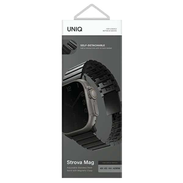UNIQ pasek Strova Mag Apple Watch 42/44/ 45/49mm Series 1/2/3/4/5/6/7/8/9/10/SE/SE2/Ultra/Ultra 2 Stainless Steel czarny/midnight black 5