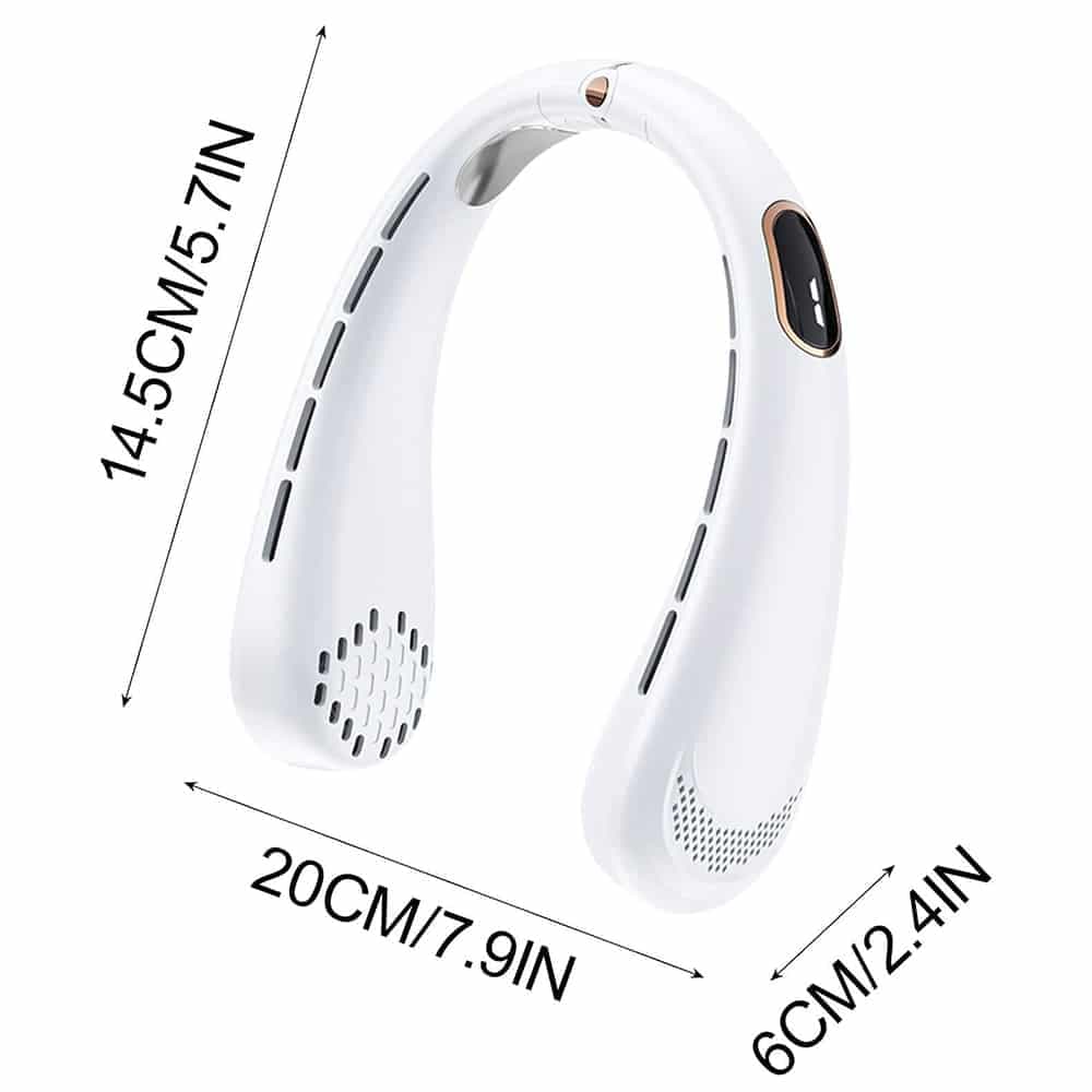 Techsuit - Φορητός Ανεμιστήρας Λαιμού (H6) - USB, Επαναφορτιζόμενος, Ρυθμιζόμενος, Ψηφιακή Οθόνη - Λευκό 7