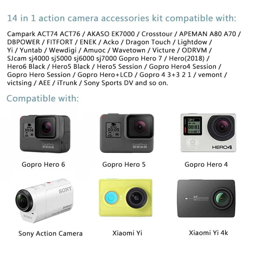 Techsuit - Accessory Kit Bundle 14in1 (CAL29) - for GoPro Action Camera - Black (bulk) 5