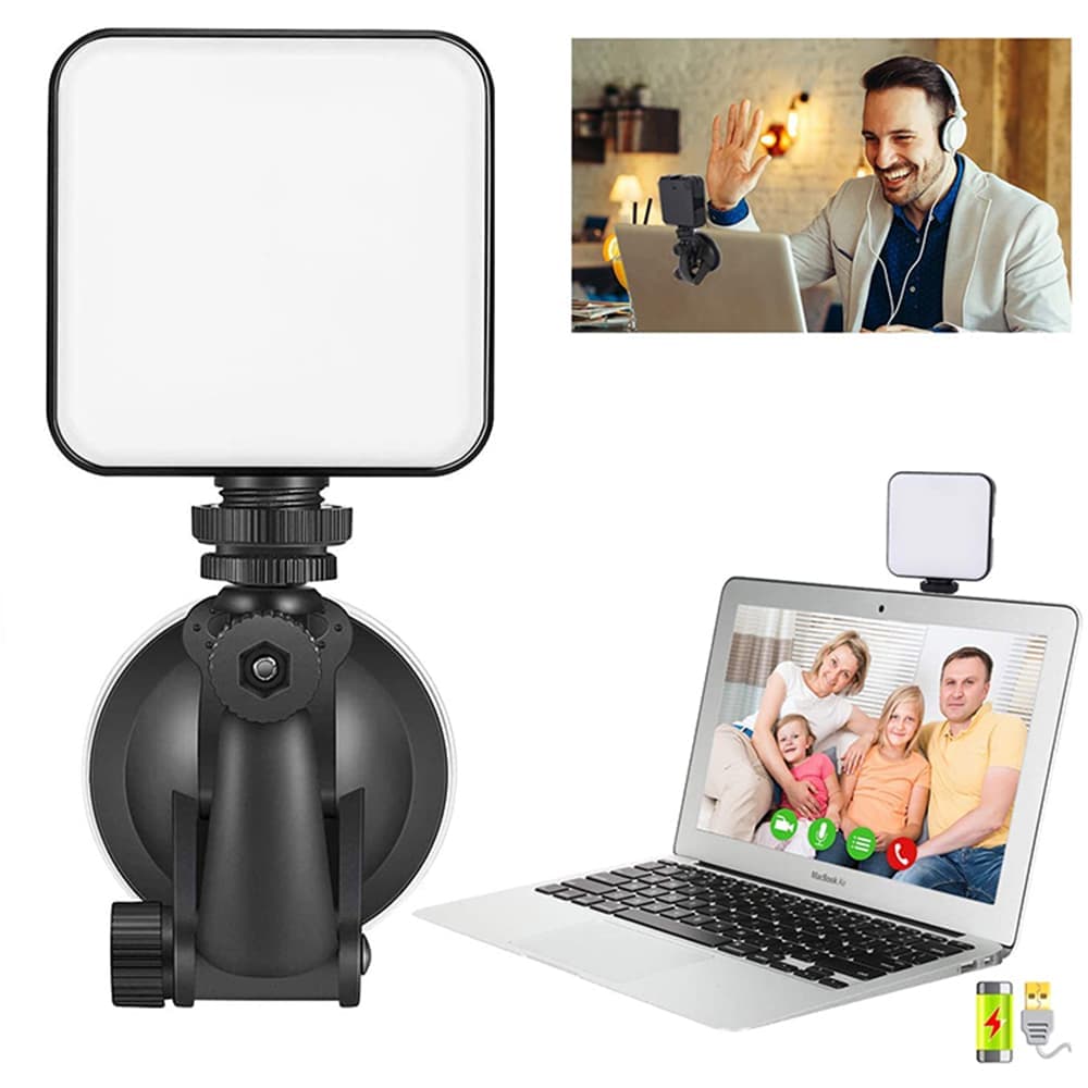 Techsuit - Φωτιστικό για Webcam - Video Conference (RS2) - για Laptop, με βεντούζα - Μαύρο
