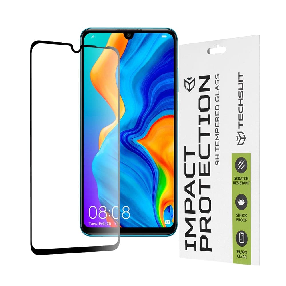 Techsuit - 111D Πλήρης Κάλυψη / Full Glue Γυαλί - Huawei P30 Lite / P30 Lite New Edition - Μαύρο