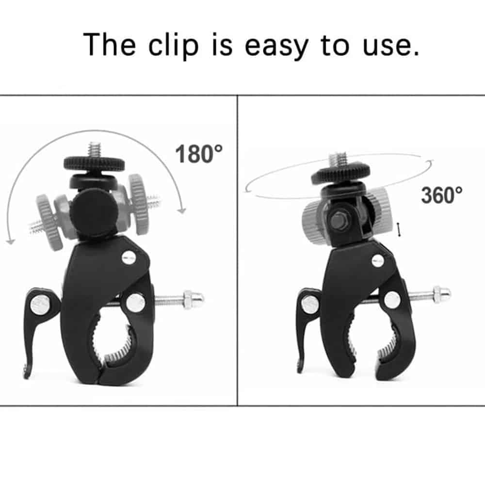 Techsuit - Mount for Handlebar (CAL07) - for GoPro Action Camera, with 1/4" Screw Compatibility - Black 6