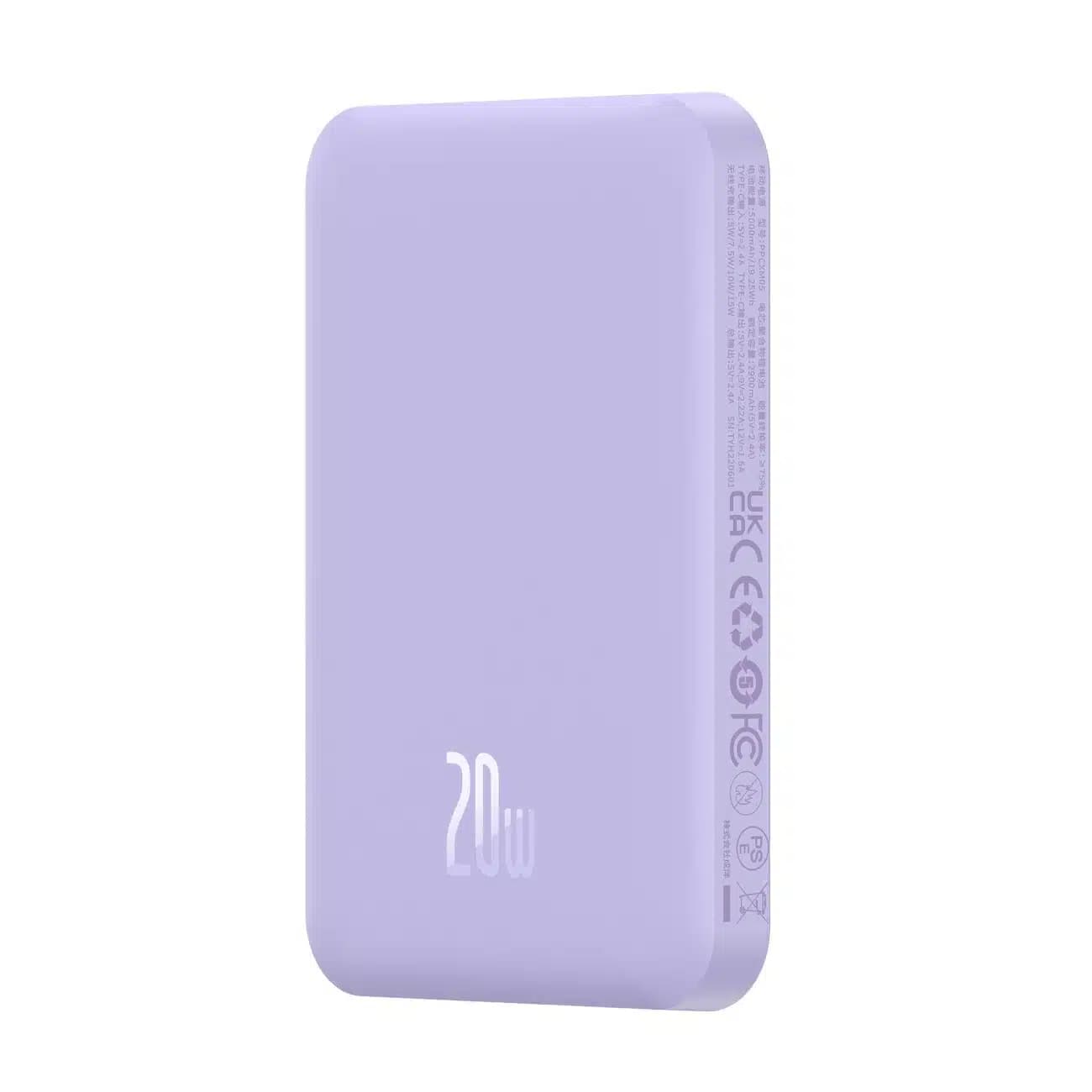 Baseus mini power bank 5000mAh 20W + καλώδιο USB-C (20V/3A) - μωβ
