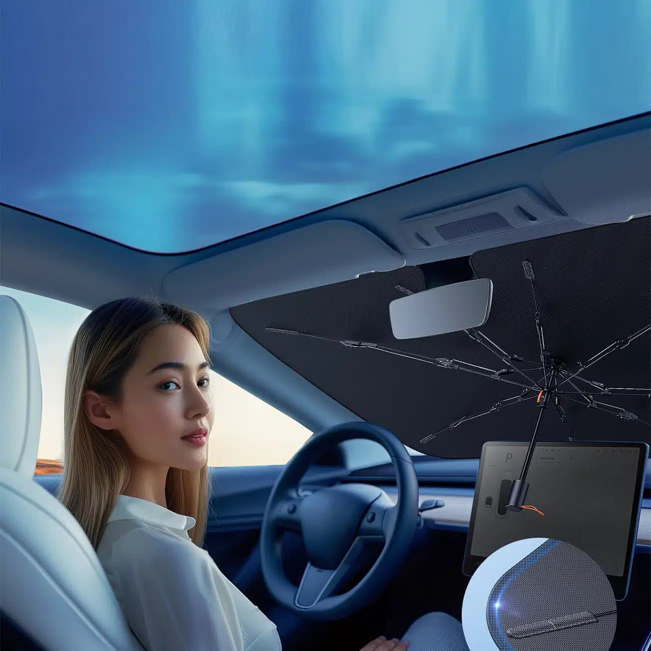 Baseus CoolRide BS-CN013 ομπρέλα αντηλιακής προστασίας - μαύρη 11