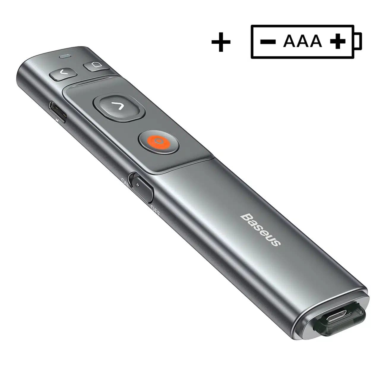 Baseus Orange Dot ασύρματος δείκτης λέιζερ για παρουσιάσεις - γκρι (με μπαταρία)