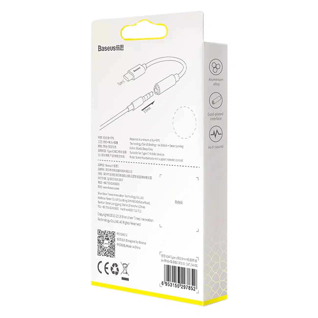 Baseus L54 προσαρμογέας για ακουστικά USB-C / mini jack 3.5mm DAC 24 bit 48 KHz - γκρι 7
