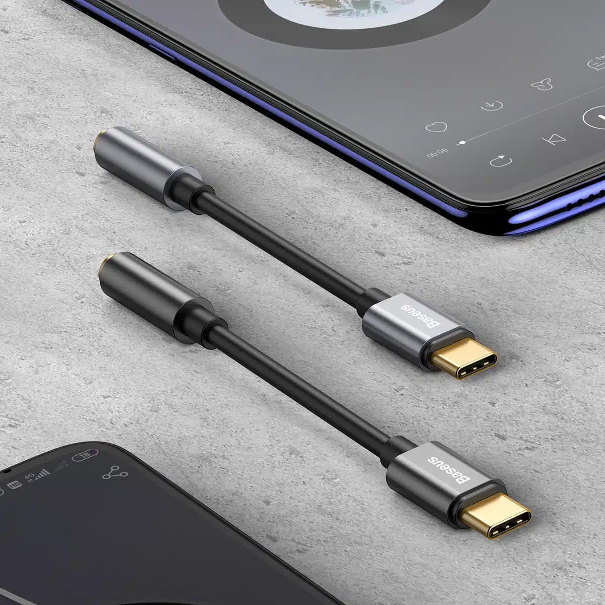 Baseus L54 προσαρμογέας για ακουστικά USB-C / mini jack 3.5mm DAC 24 bit 48 KHz - γκρι 9