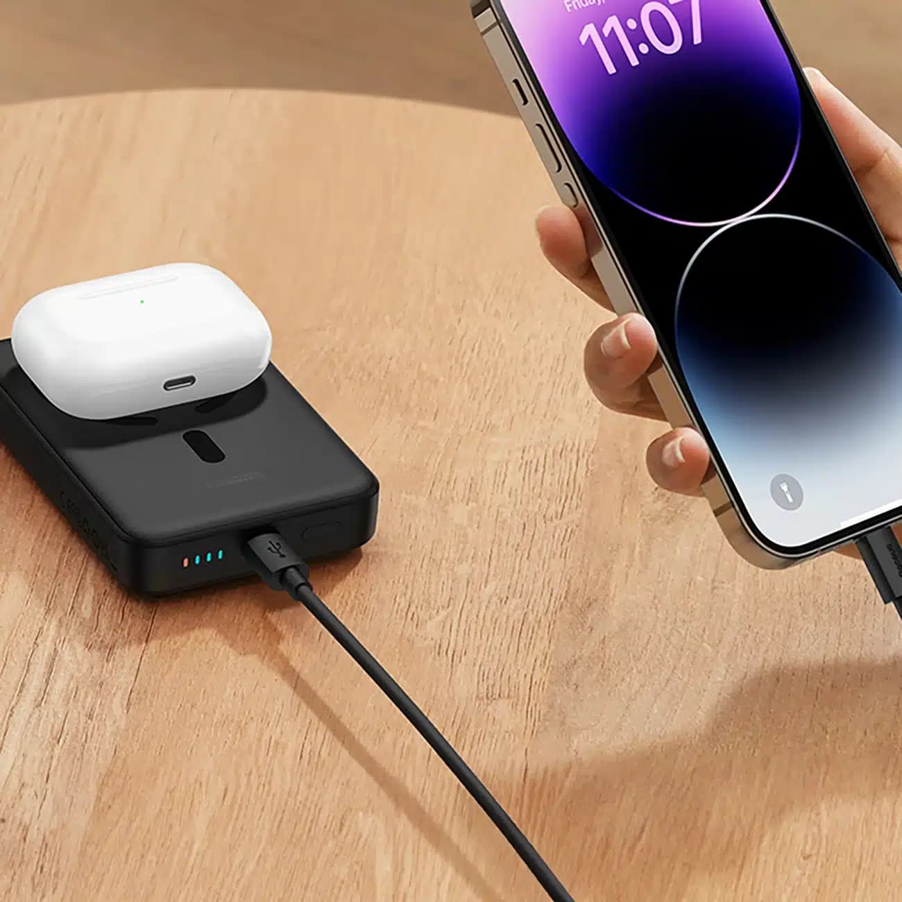 Baseus Magnetic Mini Induction Powerbank 10000mAh 30W - μαύρο + καλώδιο USB-C - USB-C 8