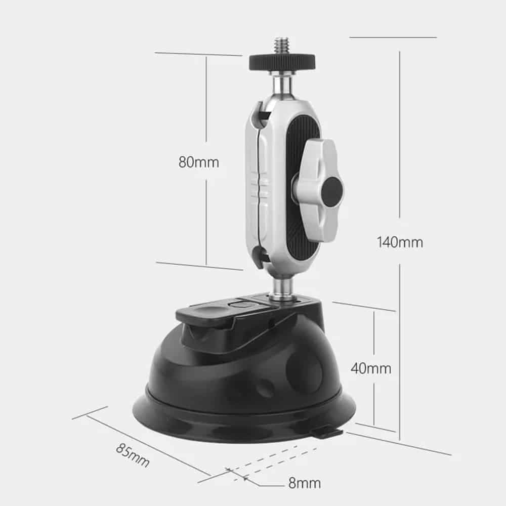 Techsuit - Βάση Κάμερας Κίνησης με Βεντούζα (JX-007) - για GoPro, με Ισχυρή Βεντούζα, Φορητή - Γκρι 9