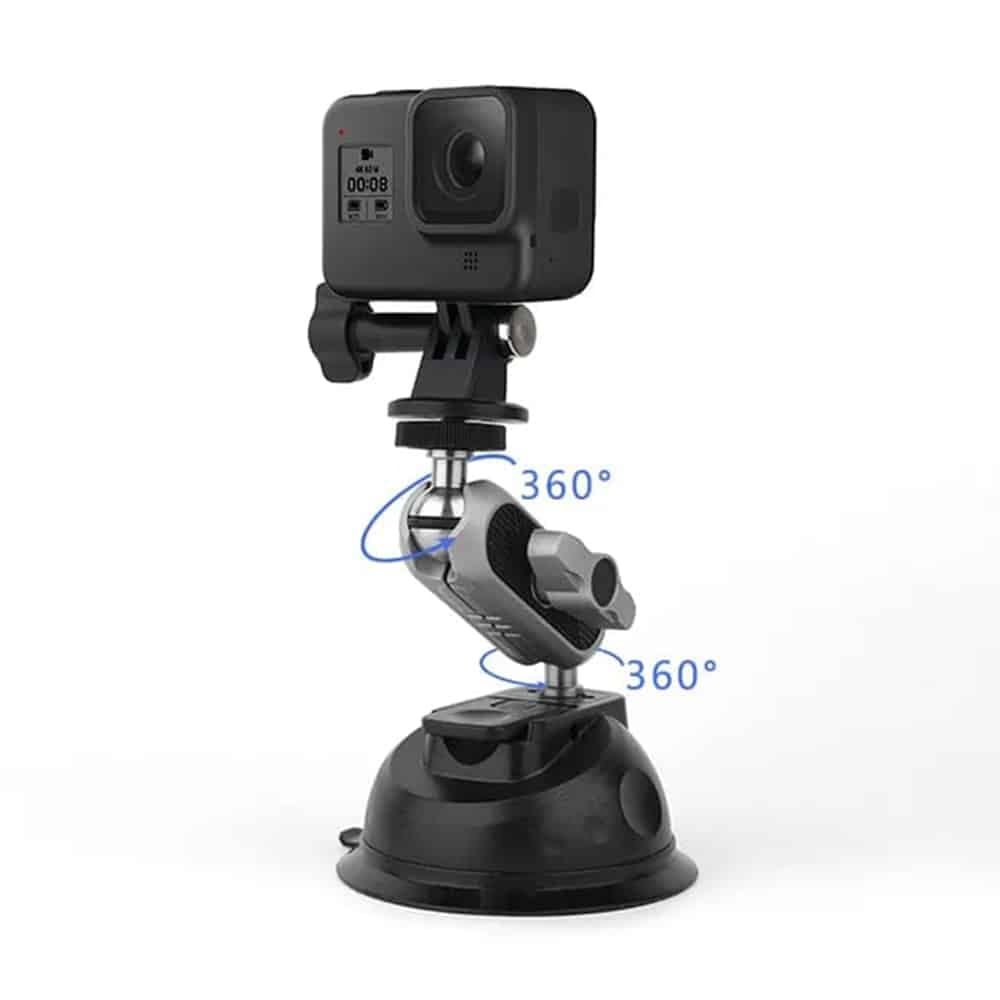 Techsuit - Βάση Κάμερας Κίνησης με Βεντούζα (JX-007) - για GoPro, με Ισχυρή Βεντούζα, Φορητή - Γκρι
