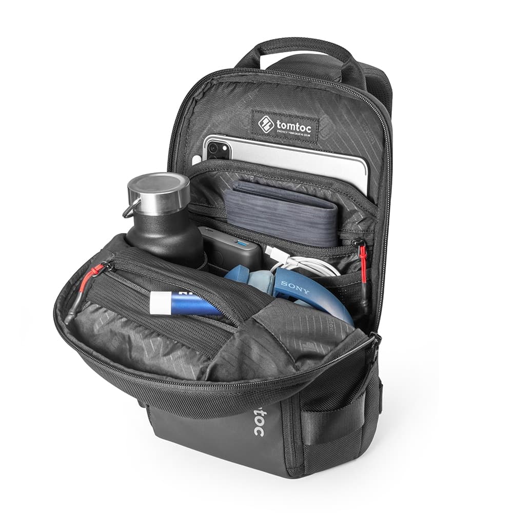 Tomtoc - Τσάντα Crossbody Sling (T24S1D1) - με Πολλές Τσέπες, 7l, 11 ίντσες - Μαύρη 5