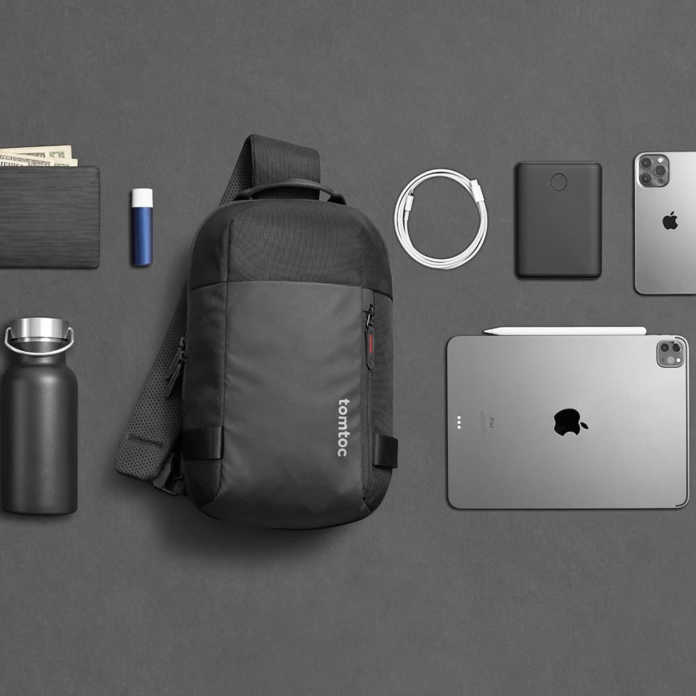 Tomtoc - Τσάντα Crossbody Sling (T24S1D1) - με Πολλές Τσέπες, 7l, 11 ίντσες - Μαύρη 7