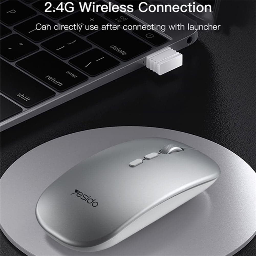 Yesido - Ασύρματο Ποντίκι (KB15) - 800/1200/1600DPI, Σύνδεση 2.4G - Ασημί 5