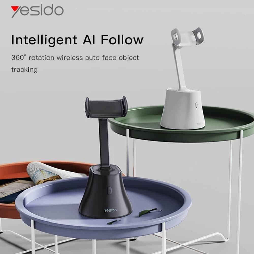 Yesido - Selfie Stick (SF10) - Σταθερό, Έξυπνη Αναγνώριση Προσώπου, Περιστροφή 360° - Μαύρο 3