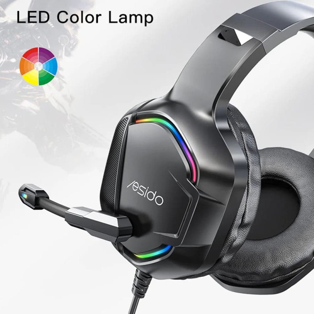 Yesido - Ενσύρματα Ακουστικά (EK01) - για Gaming, Jack 3.5mm, με Μικρόφωνο, RGB LED Φώτα - Μαύρο 3
