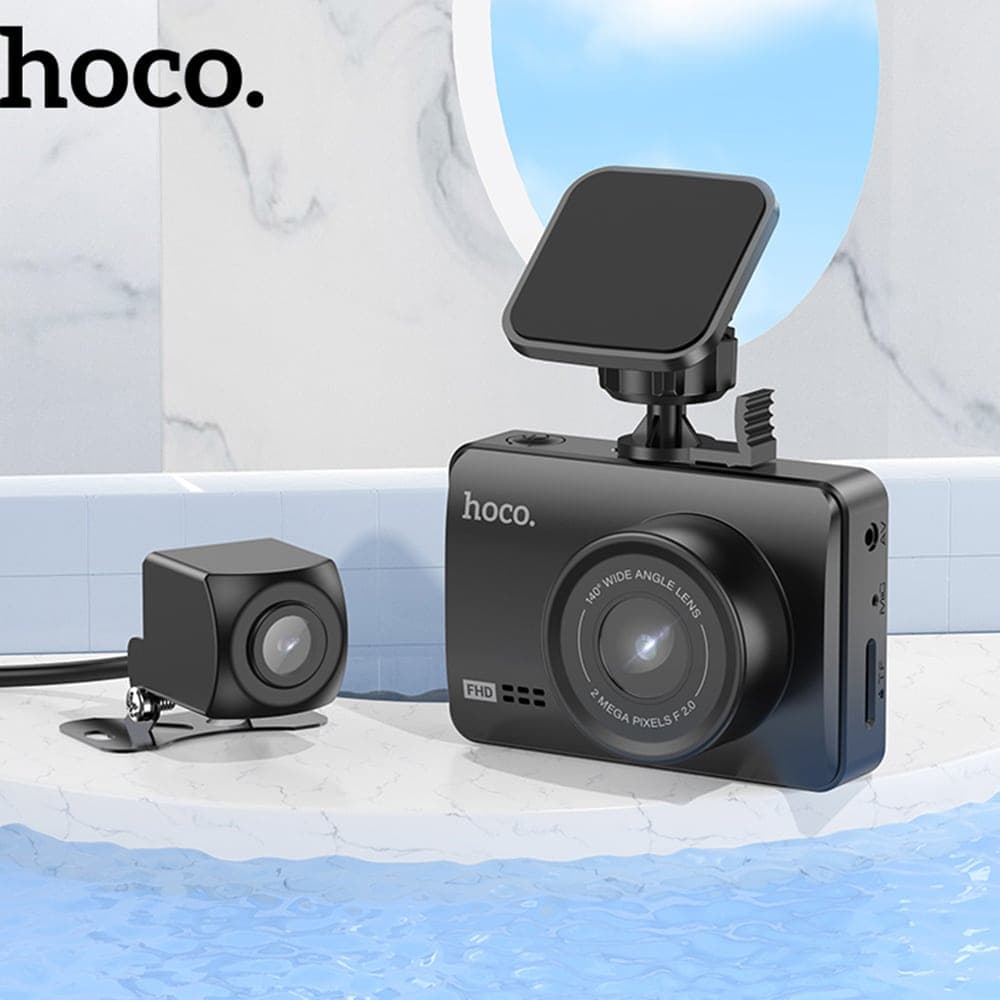 Hoco - DashCam (DV3) - Κάμερα Οχήματος, Καταγραφή Οδήγησης με Οθόνη 2.45 ιντσών, Διπλού Καναλιού, Λειτουργία Νύχτας, 1080p, 30fps - Μαύρο 6