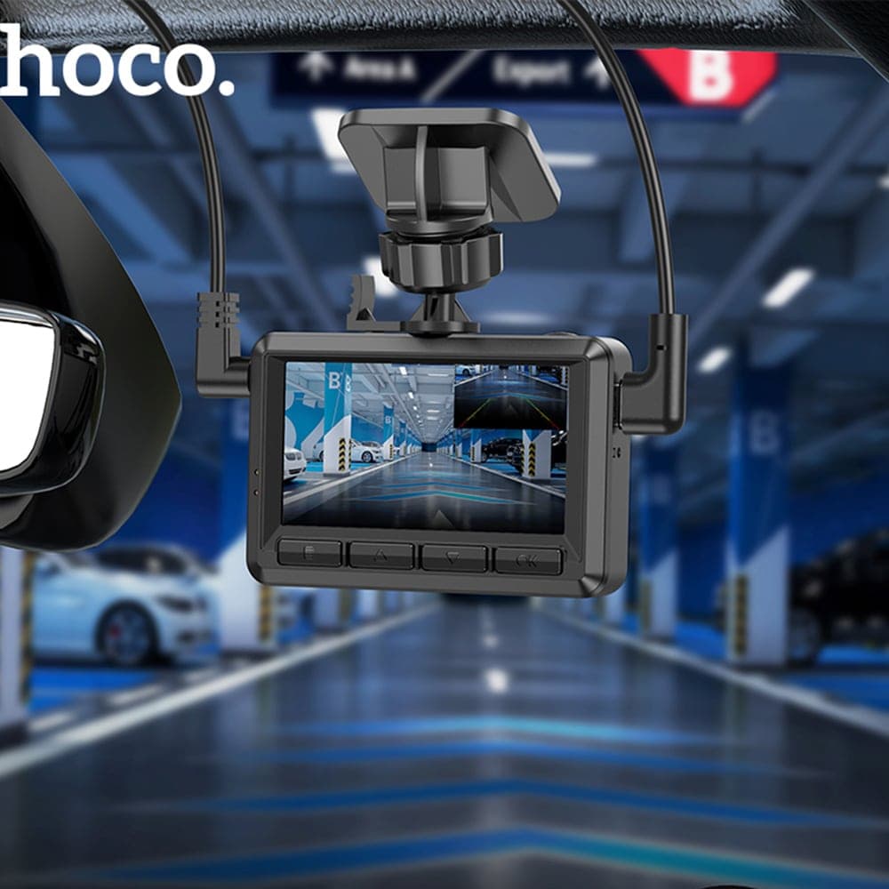 Hoco - DashCam (DV3) - Κάμερα Οχήματος, Καταγραφή Οδήγησης με Οθόνη 2.45 ιντσών, Διπλού Καναλιού, Λειτουργία Νύχτας, 1080p, 30fps - Μαύρο 5