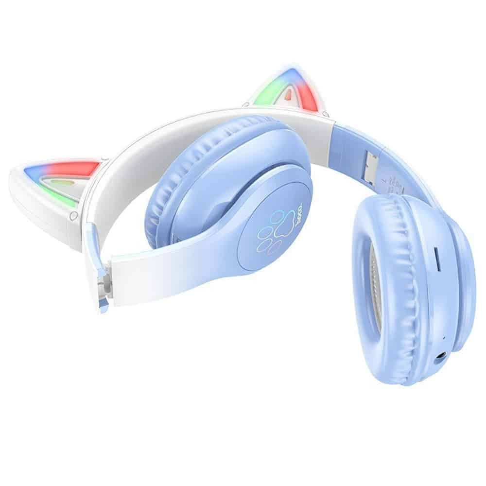 Hoco - Ασύρματα Ακουστικά Cat Ear (W42) - για Παιδιά, Over-ear, Αναδιπλούμενα με Bluetooth 5.3, Hi-Fi Ήχος - Κρυστάλλινο Μπλε 3